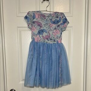 Stitch Girls All Over Print Tulle Dress with Short-Sleeves